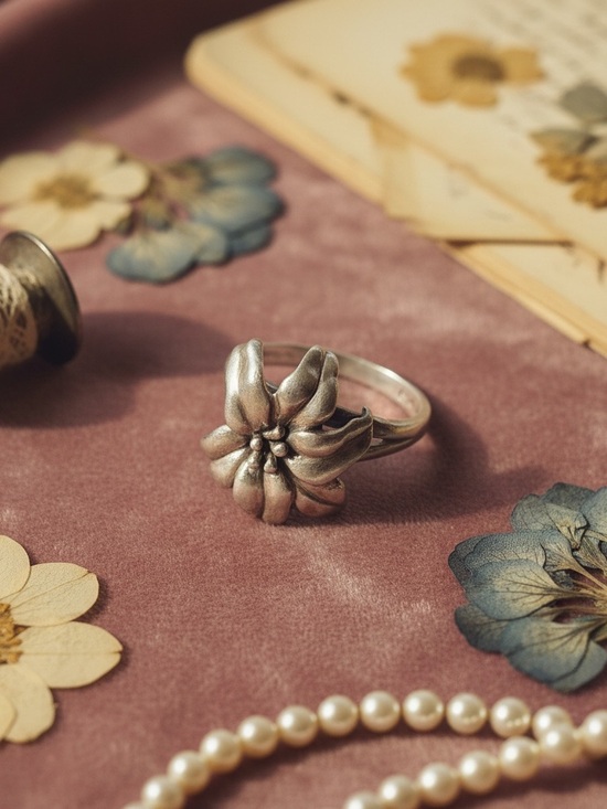 925 Sterling Silver Jewelry - Sterling Silver Floral Statement Ring - Silver Flower Design6.5 stamped & signed